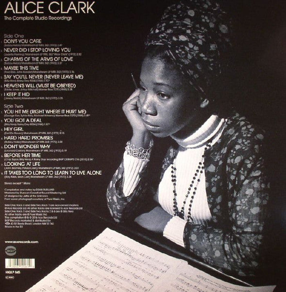 ALICE CLARK (アリス・クラーク)  - The Complete Studio Recordings 1968-1972 (UK Ltd.White VInyl 180g LP/New）