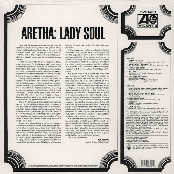 ARETHA FRANKLIN (アレサ・フランクリン)  - Lady Soul (EU限定復刻再発180g アナログ LP/New)