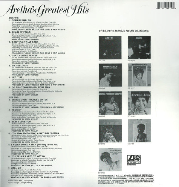 ARETHA FRANKLIN (アレサ・フランクリン)  - Aretha's Greatest Hits (EU 限定復刻再発 LP/New)