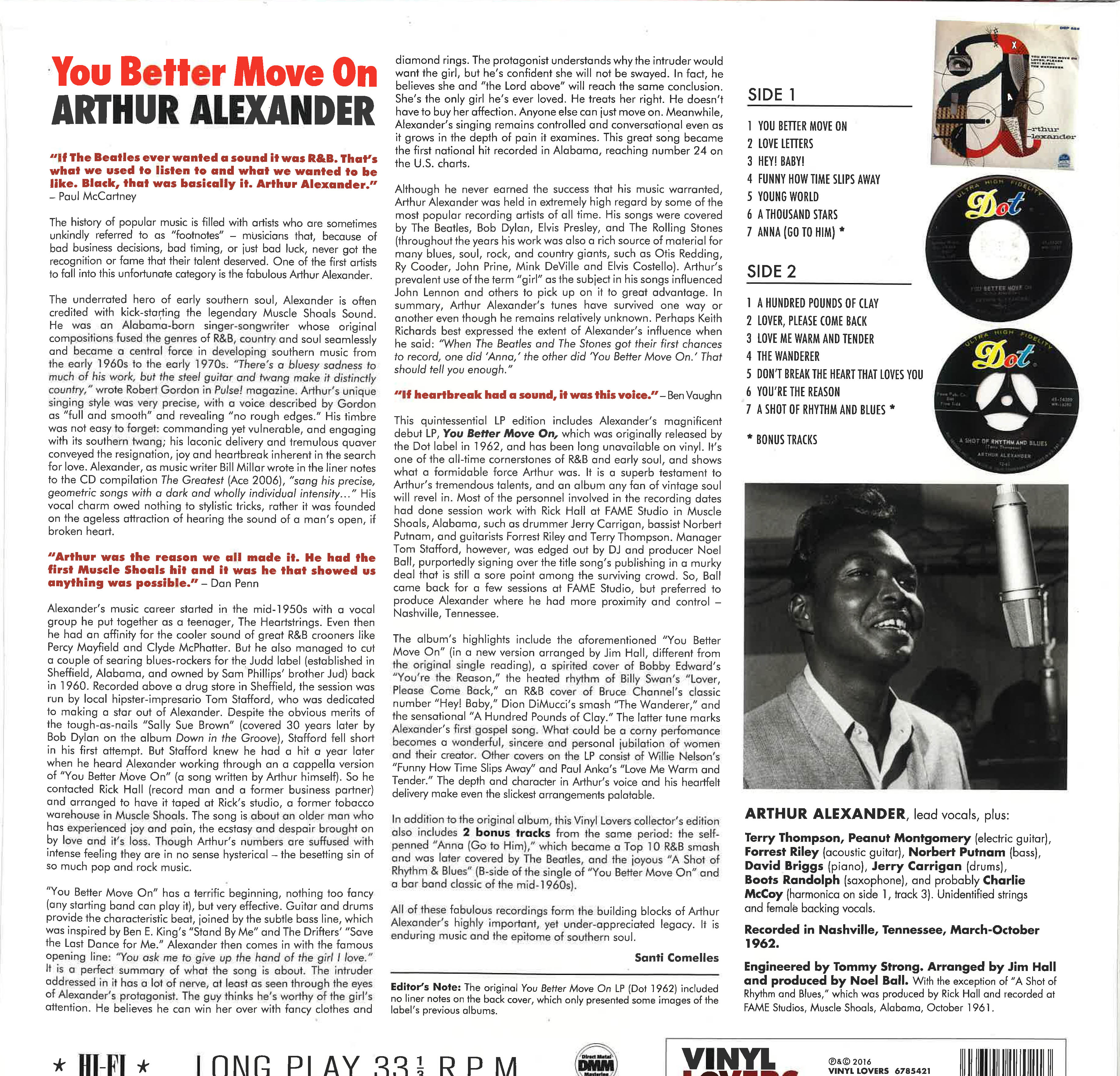 ARTHUR ALEXANDER (アーサー・アレキサンダー)  - You Better Move On (EU Ltd.Reissue 180g LP/New)