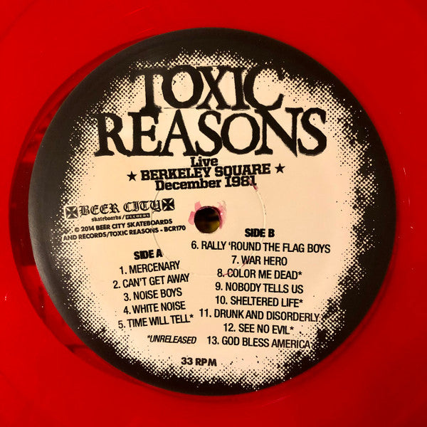 TOXIC REASONS (トキシック・リーズンズ)  - Live Berkeley Square December 1981 (US Ltd.RSD 2014 Red Vinyl LP「廃盤 New」 )