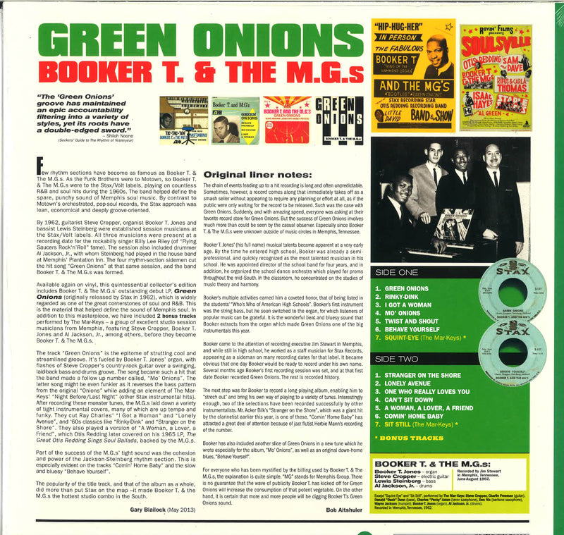 BOOKER T.& THE MG’S (ブッカーT＆MG‘S)  - Green Onions (EU 限定ボーナス入り再発180g 「グリーンVINYL」 LP/New)