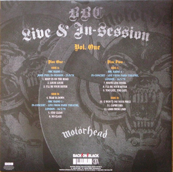 MOTORHEAD (モーターヘッド)  - BBC Live & In-Session - Vol. One (UK Ltd.Reissue 180g 2xLP 「廃盤 New」 )