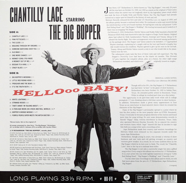 BIG BOPPER (ビッグ・ボッパー)  - Chantilly Lace Starring The Big Bopper - Hellooo Baby! (EU 限定復刻ボーナス入り再発 LP/New)