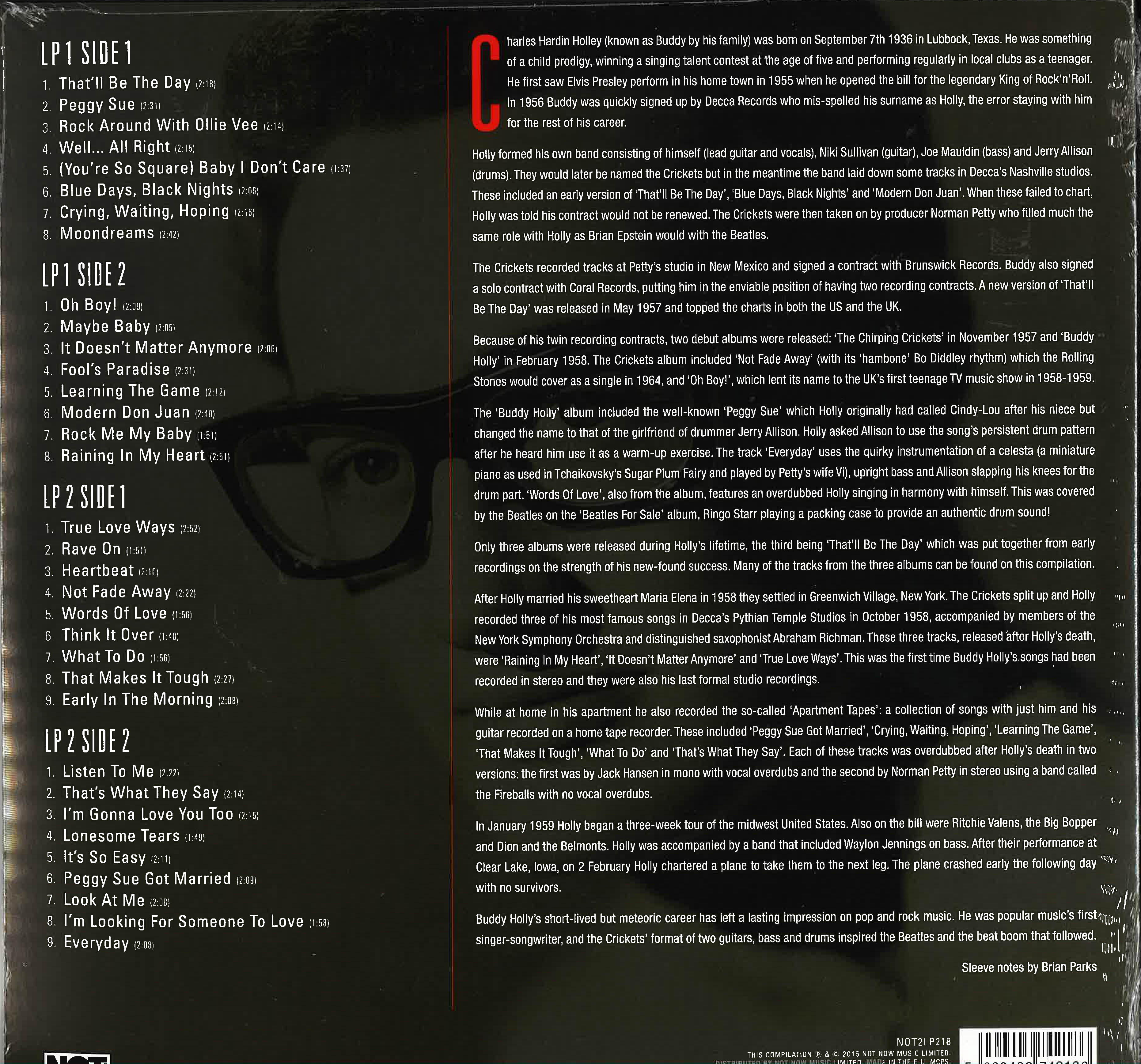 BUDDY HOLLY (バディ・ホリー)  - The Very Best Of Buddy Holly And the Crickets (EU Limited 180g 2xLP/New)