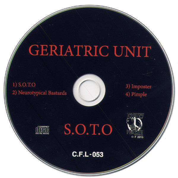 GERIATRIC UNIT (ジェリアトリック・ユニット)  - S.O.T.O (Japan 250枚限定レッドヴァイナル 7"+CD「廃盤 New」)