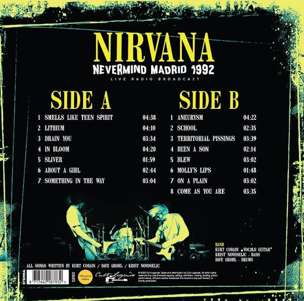 NIRVANA (ニルヴァーナ)  - Nevermind Madrid 1992 - Live Radio Broadcast (Dutch 限定リリース180グラム重量 LP/NEW)