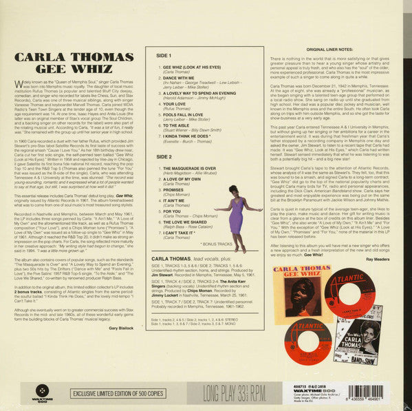 CARLA THOMAS (カーラ・トーマス)  - Gee Whiz (EU 500 Ltd.Reissue 180g LP/New)