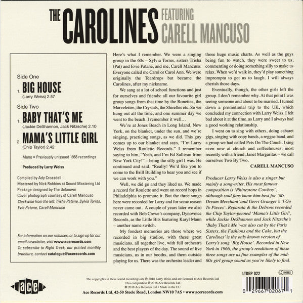 CAROLINES (キャロラインズ)  - Big House + 2 (UK Ltd.Reissue 7"EP+CS/New）