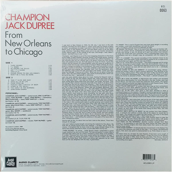 CHAMPION JACK DUPREE    (（チャンピオン）ジャック・デュプリー)  - From New Orleans To Chicago (EU Ltd. Reissue LP/New)