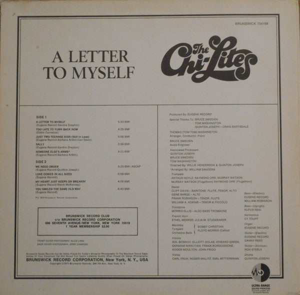 CHI-LITES (チャイ・ライツ)  - A Letter To Myself (US Ltd. Reissue LP/New)