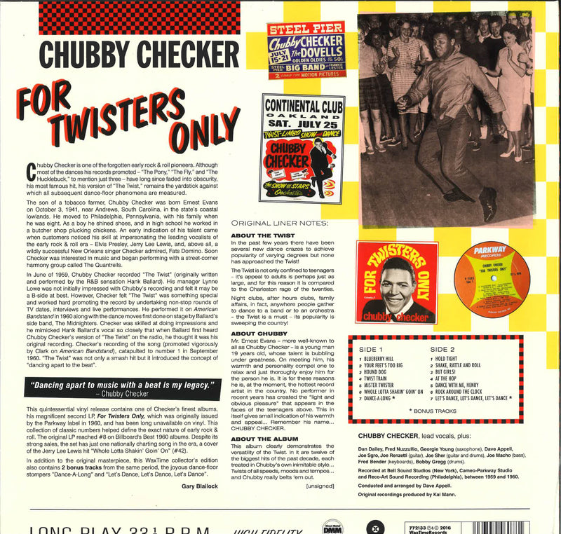 CHUBBY CHECKER (チャビー・チェッカー)  - For Twisters Only (EU Ltd.Reissue 180g LP/New)