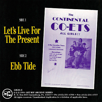 CONTINENTAL CO-ETS, THE (コンチネンタル・コーツ)  - Let's Live For The Present (US 限定ジャケ付き「パープル・ヴァイナル」7"/New)
