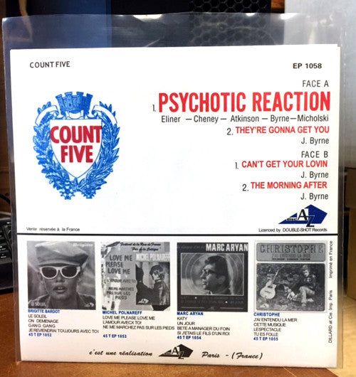 COUNT FIVE (カウント・ファイブ)  - Psychotic Reaction +3 (EU 限定リプロ再発ジャケ付き4曲入り「イエローVINYL」 7"EP/New)