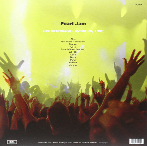 PEARL JAM (パール・ジャム)  - Live In Chicago - March 28, 1992 (EU 限定180グラム重量レッドヴァイナル LP/NEW)