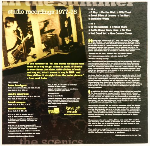 SCENICS, THE (ザ・シーニックス)  - In The Summer : Studio Recordings 1977-1978 (Canada 限定プレス LP「廃盤 New」)