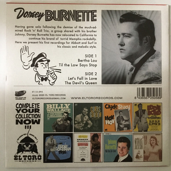 DORSEY BURNETTE (ドーシー・バーネット)  - Til The Law Says Stop! + 3 (Spain Ltd.Clear Red Vinyl 7"EP+PS/New)
