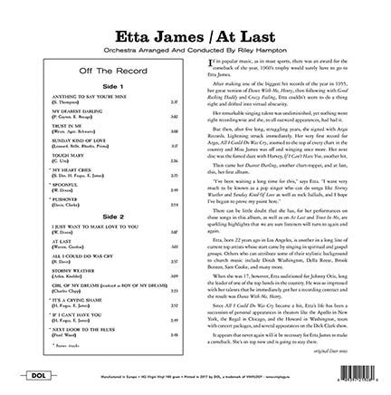 ETTA JAMES (エタ・ジェイムズ)  - At Last ! (EU 限定復刻ボーナス入り再発「HQ＝高音質」 LP 見開きジャケ /New-DOL-926HG) '60年デビューアルバム！