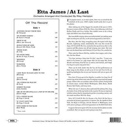ETTA JAMES (エタ・ジェイムズ)  - At Last ! (EU 限定復刻ボーナス入り再発「HQ＝高音質」 LP 見開きジャケ /New-DOL-926HG)