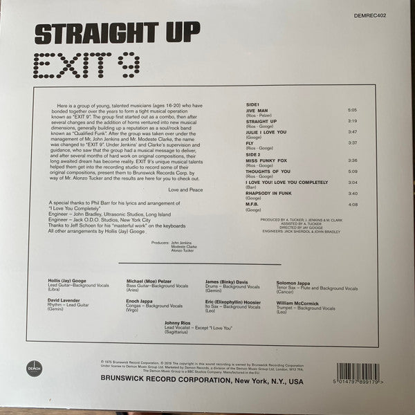 EXIT 9 (エグジット・ナイン)  - Straight Up (UK Ltd.Reissue 180 LP/New)