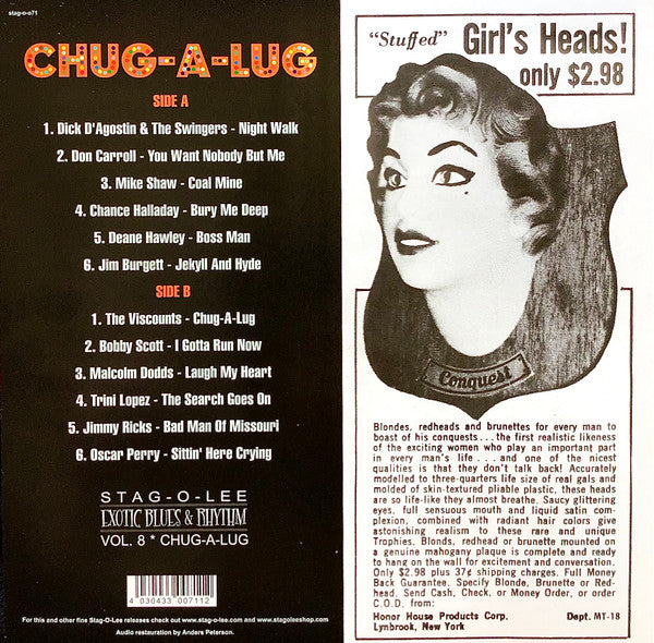 V.A. (エギゾ・ポップコーン珍曲コンピ)  - Exotic Blues & Rhythm Vol.8 : Chug-A-Lug (German Ltd.10" LP/New)
