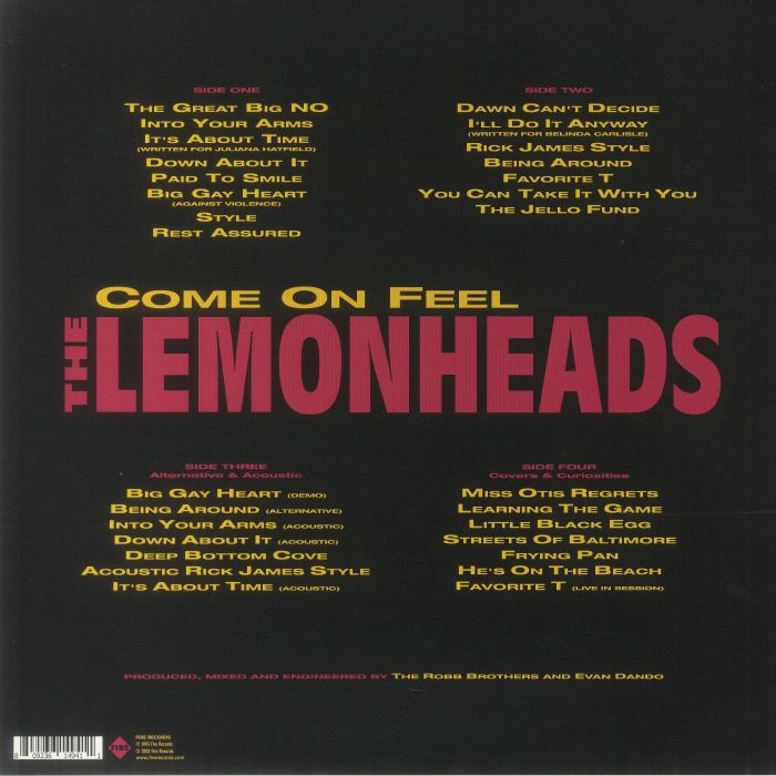 LEMONHEADS (レモンヘッズ)  - Come On Feel (EU/US 限定復刻リマスター再発 レッド&イエローヴァイナル 2xLP/NEW)