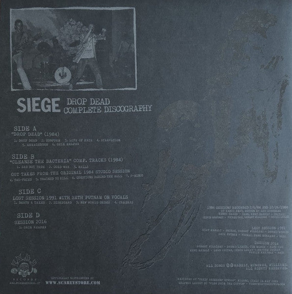 SIEGE (シージ)  - Drop Dead - Complete Discography (Italy 150 Ltd.Splatter Vinyl 2xLP  「廃盤 New」/Diehard 2  )