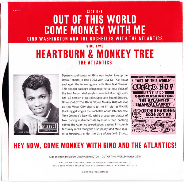 GINO WASHINGTON & The Atlantics (ジーノ・ワシントン)  - Come Monkey With Me +3 (US Ltd.7"EP/廃盤 New)