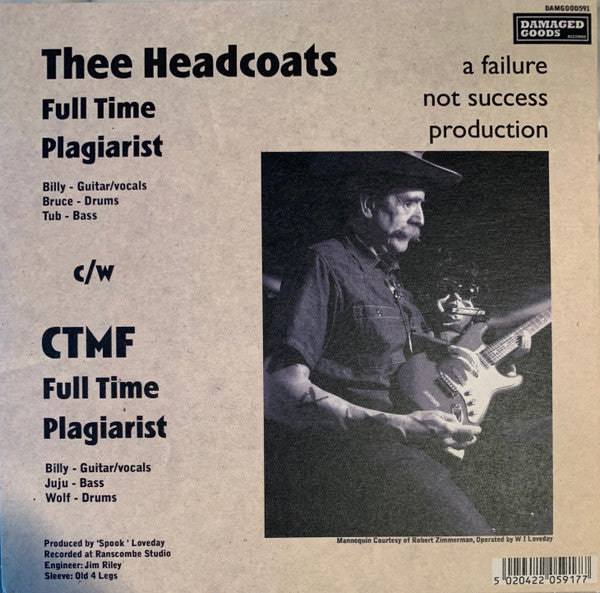 HEADCOATS / CTMF (ヘッドコーツ /CTMF)  - Full Time Plagiarist (UK 限定ざら紙ジャケ付き 7"/New)