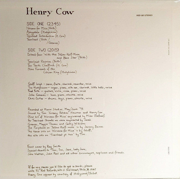 HENRY COW (ヘンリー・カウ )  - Leg End (US 限定復刻再発 LP/New)