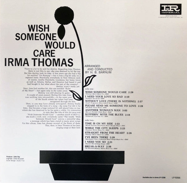 IRMA THOMAS (アーマ・トーマス)  - Wish Someone Would Care (US Ltd.Reissue LP/New)