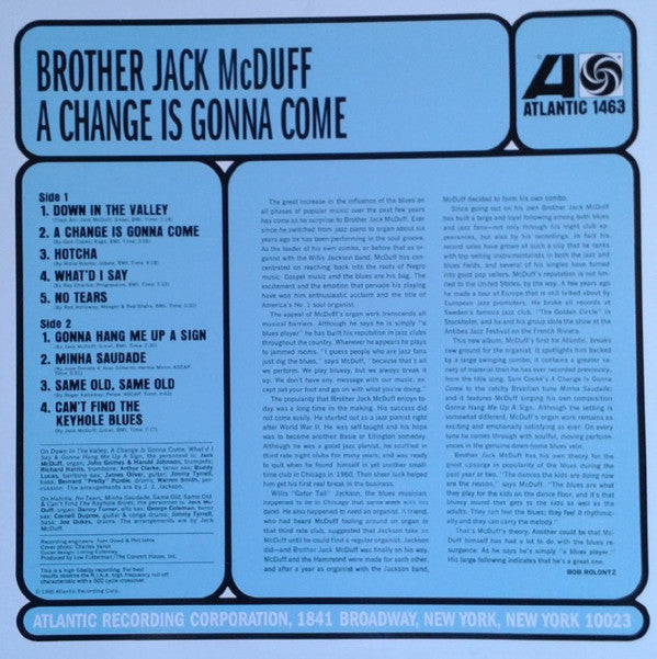 BROTHER JACK McDUFF (（ブラザー）ジャック・マクダフ)  - A Change Is Gonna Come (US Ltd.Reissue LP/New)