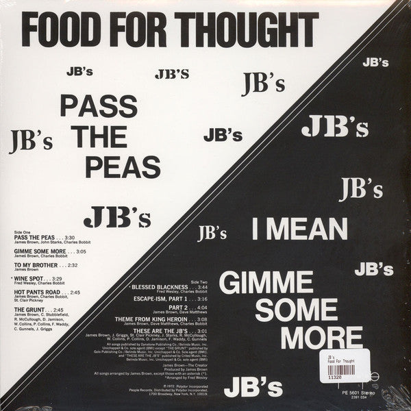 J.B.’S (ジェービーズ)  - Food For Thought (US 限定復刻再発 LP/New)