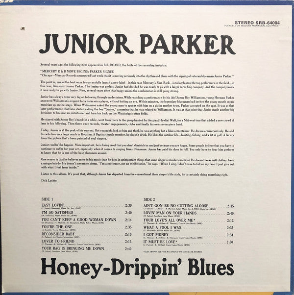 JUNIOR PARKER (LITTLE JUNIOR PARKER) (リトル・ジュニア・パーカー )  - Honey-Drippin' Blues (US 限定復刻再発 LP/New)