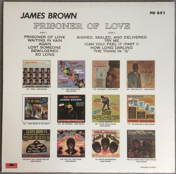 JAMES BROWN (ジェームス・ブラウン)  - Prisoner Of Love (US 限定復刻再発 LP/New)