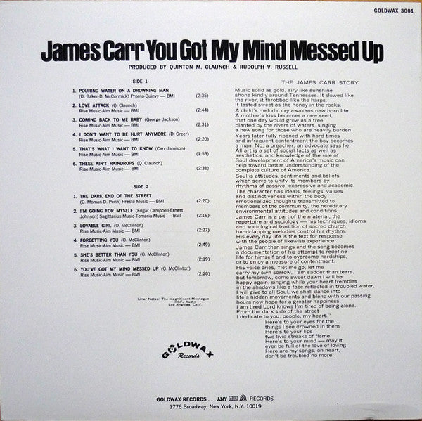JAMES CARR (ジェイムス・カー)  - You Got My Mind Messed Up (US Ltd.Reissue LP/New)