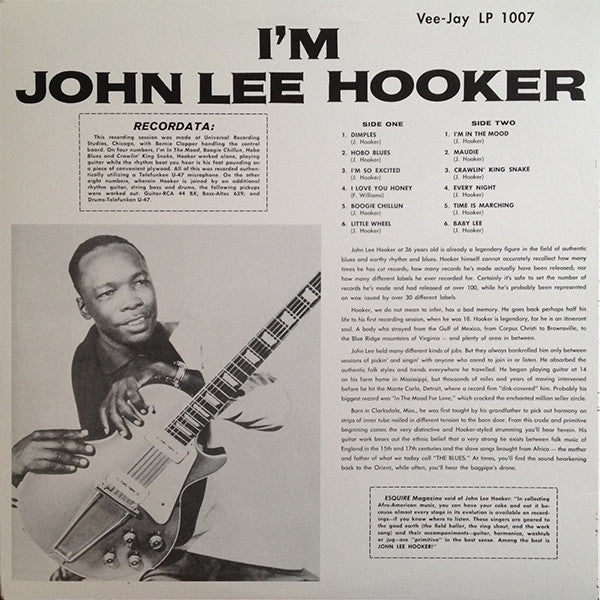 JOHN LEE HOOKER (ジョン・リー・フッカー)  - I’m John Lee Hooker (US Ltd.Reissue LP/New)