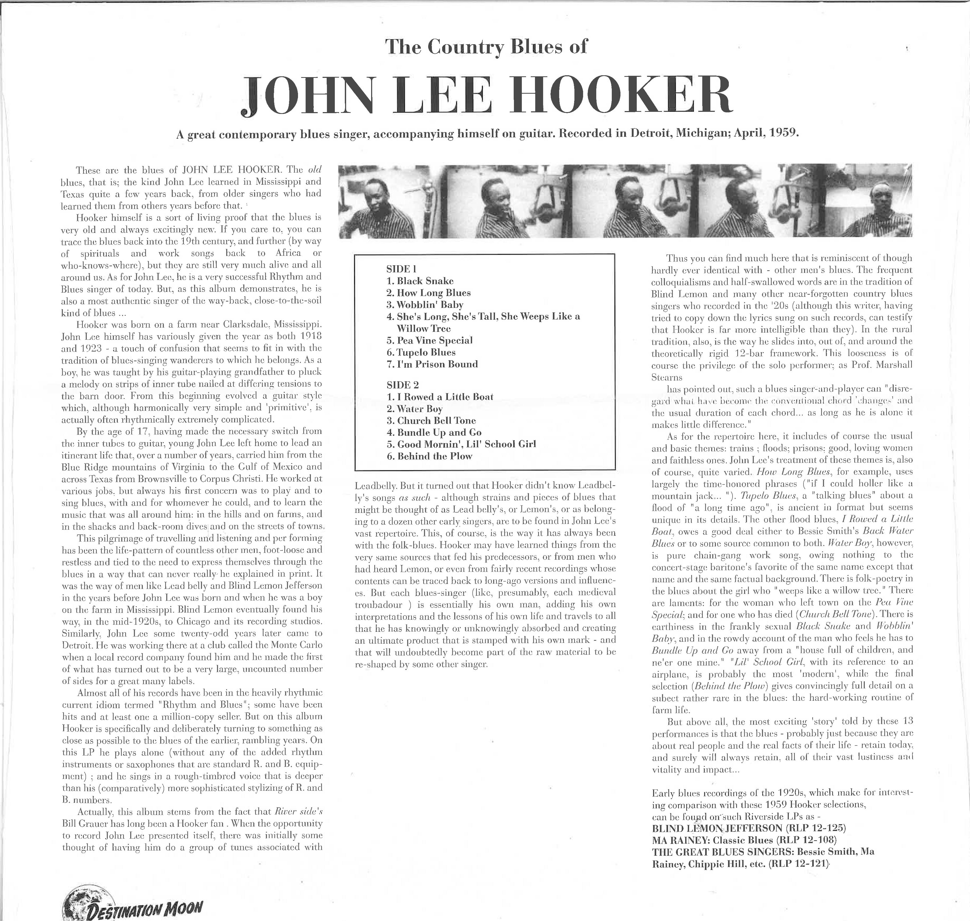 JOHN LEE HOOKER (ジョン・リー・フッカー)  - The Country Blues Of John Lee Hooker (EU 500枚限定復刻再発「クリア・ヴァイナル」 LP/New)