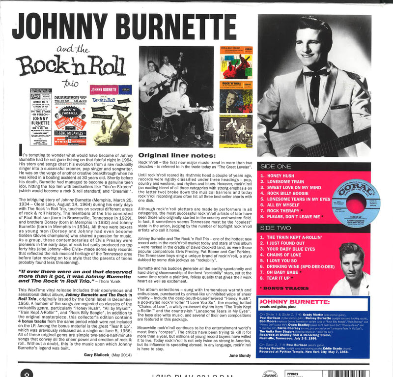 JOHNNY BURNETTE & THE R&R TRIO (ジョニー・バーネット & R&Rトリオ)  - Johnny Burnette & The Rock'n'Roll Trio (EU 限定復刻再発DMMリマスター LP/New)
