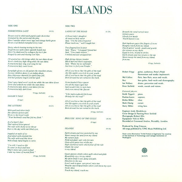 KING CRIMSON (キング・クリムゾン)  - Islands (UK 限定復刻リマスター再発 200g LP+ブックレット/New)