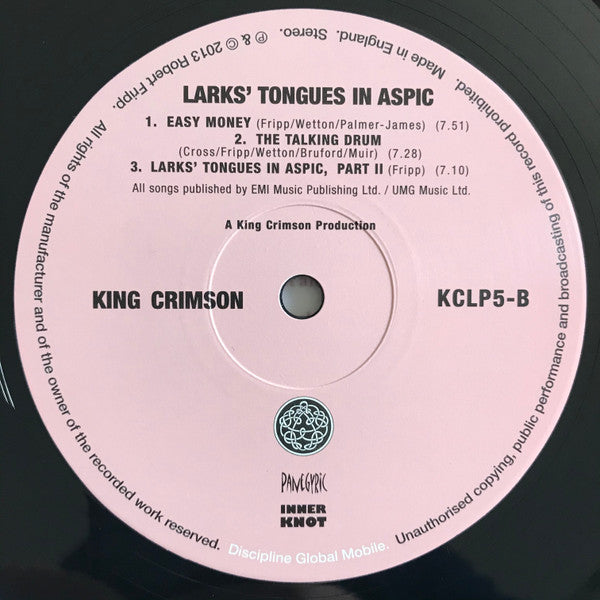 KING CRIMSON (キング・クリムゾン)  - Larks' Tongues In Aspic (UK 限定リマスター再発 200g LP/New)