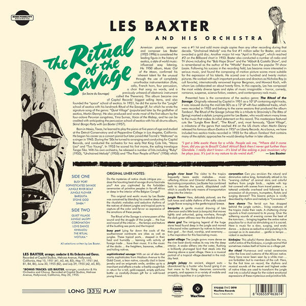 LES BAXTER (レス・バクスター)  - Ritual Of The Savage (EU 限定復刻再発180g「イエロー盤」 LP/New)