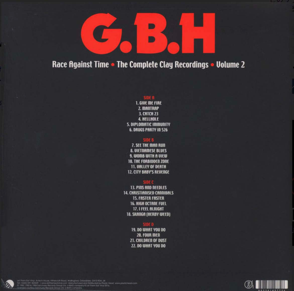 Charged G.B.H (チャージド G.B.H)  - Race Against Time: The Complete Clay Recordings Vol. 2 (UK Ltd.Clear Vinyl 2xLP+GS  「廃盤 New」)