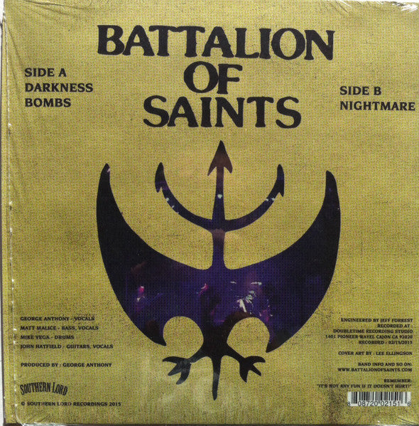 BATTALION OF SAINTS (バタリオン・オブ・セインツ)  - Darkness +2 (US 800枚限定ブラックヴァイナル 7"「廃盤 New」)