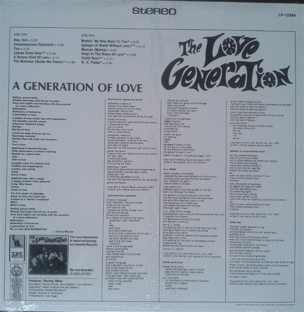 LOVE GENERATION (ラヴ・ジェネレーション)  - A Generation Of Love (US Ltd.Reissue Stereo LP/New)