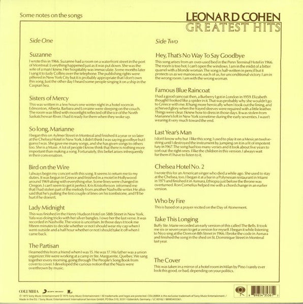 LEONARD COHEN (レナード・コーエン)  - Greatest Hits (EU Ltd.Reissue 180g LP/New)
