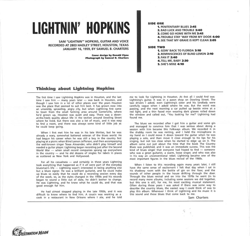 LIGHTNIN’ HOPKINS (LIGHTNING HOPKINS) (ライトニン・ホプキンス)  - Lightnin' Hopkins (EU 500枚限定復刻再発「クリア・ヴァイナル」 LP/New)