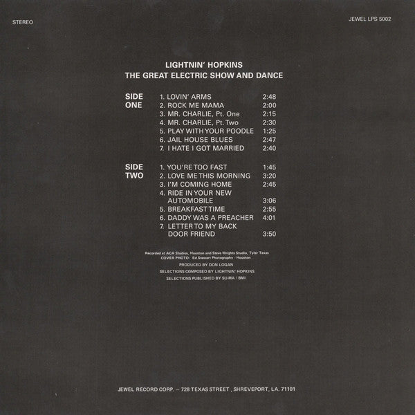 LIGHTNIN’ HOPKINS (LIGHTNING HOPKINS) (ライトニン・ホプキンス)  - The Great Electric Show And Dance (US Ltd.Reissue LP/New)