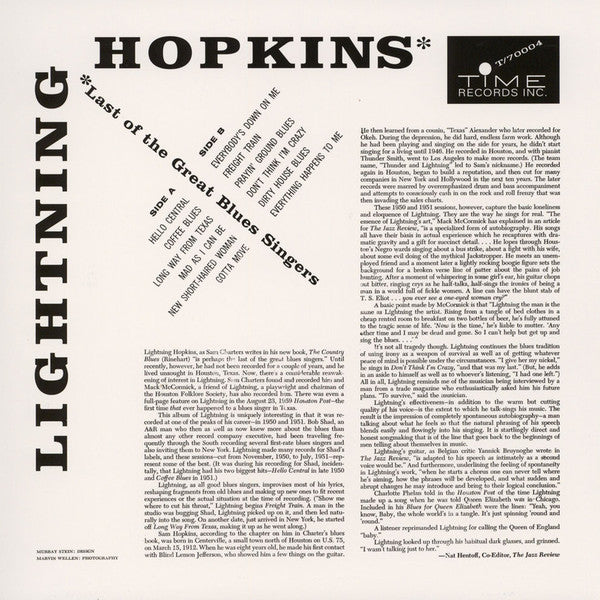 LIGHTNIN’ HOPKINS (LIGHTNING HOPKINS) (ライトニン・ホプキンス)  - Last Of The Great Blues Singers (US Ltd.Reissue LP/New)