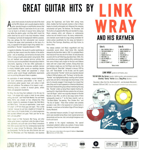 LINK WRAY & HIS RAY MEN (リンク・レイ)  - Great Guitar Hits (EU Ltd.Reissue 180g LP/New)